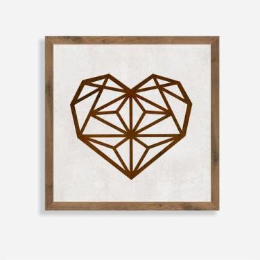Imagem de Quadro Rústico Coração Geométrico Artesanal em Madeira Pinus - Arks Pr
