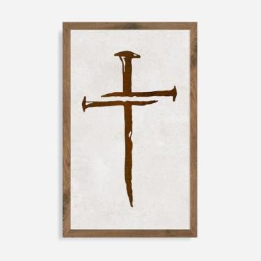Imagem de Quadro Rústico com Pregos da Cruz - Artesanato em Madeira - Arks Prese