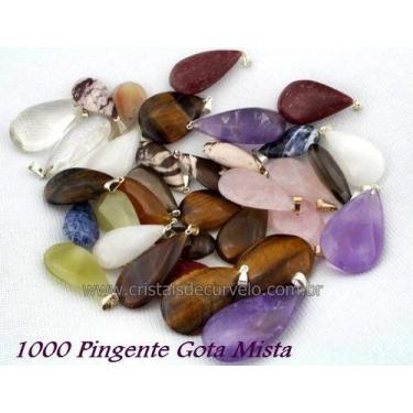 Imagem de Kit com 1000 Pingentes de Pedra Natural Lapidada em Formato Gota com B