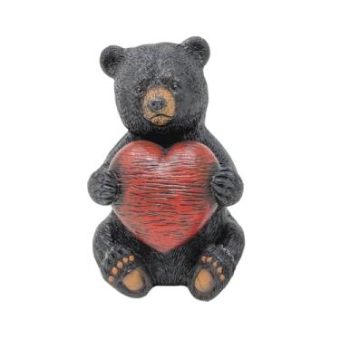 Imagem de Rustic Black Bear Figurine with Heart – Resin Wildlife Statue for Cabin, Lodge, Home, or Office Décor – Collectible Woodland Animal Decoration – Unique Gift for Bear Lovers and Nature Inspired Homes