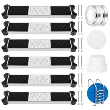 Imagem de 6 peças de substituição de escada de piscina de aço inoxidável com escudo de piscina e pára-choques de escada de piscina antiderrapante de 4 cm degrau de escada de piscina com parafusos para piscinas