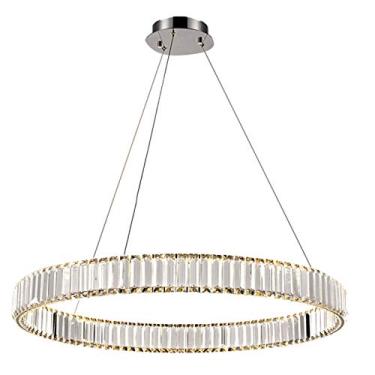 Imagem de Luminária de teto para quarto, lustre de cristal semi-embutido regulável, pendurado por sucção, de dupla finalidade, com fonte de luz durante a iluminação, lustre de cristal de anel criativo