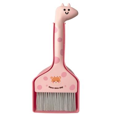 Imagem de BSMstone Conjunto de mini vassoura e pá de lixo pequena com conjunto de mini vassoura e pá de lixo fofo kit de limpeza para balcão de chão de escritório em casa, ninho de animais de estimação (rosa)