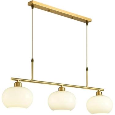 Imagem de Lustre Linear Moderno de meados do século 3 Luminária Pendente de Vidro Leitoso Luminária Pendente de Teto Industrial Preta Lustre Vintage Dourado para Sala de Jantar para Cozinha Ilha Resta