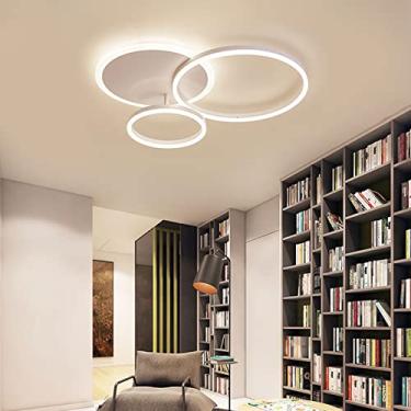 Imagem de Luminária de teto LED moderna com controle remoto, novas lâmpadas suspensas de arte, lustre de teto, geometria redonda e montagem embutida regulável para sala de estar, quarto/branco/3 cabeç