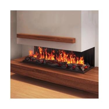 Imagem de Lareira Decorativa Lareira a vapor de água, lareira elétrica embutida com chama atomizada carvão, controle remoto, temporizador e ajuste(XXXX-Large)