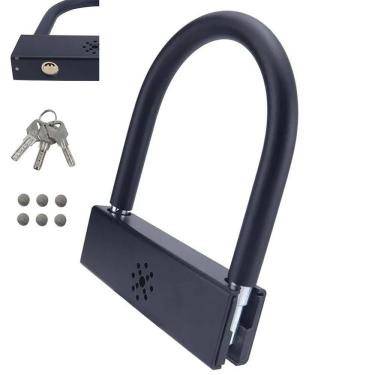 Imagem de Cadeado Trava de Moto Bike Alarme Anti Furto Motocicleta Bicicleta Portao Segurança Som Alto Potente Proteçao Resistente