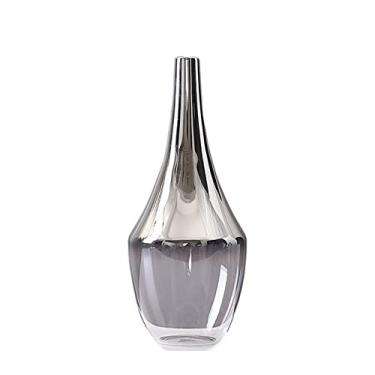 Imagem de Vaso de flores nórdico vaso de vidro nórdico gradiente prateado vaso de flores nórdicas decoração de casa vasos móveis vaso de Natal decoração vaso para decoração (cor: 1) (latão)