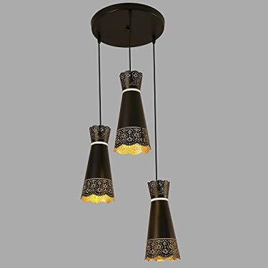 Imagem de YQSLQZZ Lustre de sala de jantar, lustre escandinavo retrô com 3 luzes de ilha de cozinha, iluminação decorativa ajustável em altura acima da mesa de jantar luminária de teto suspensa