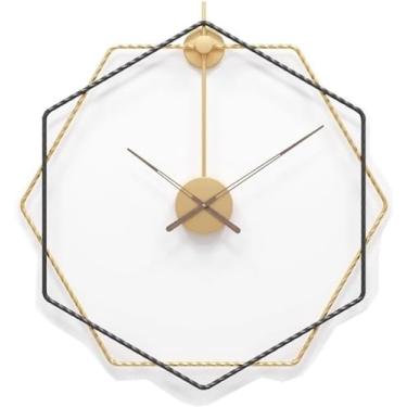 Imagem de WYUYIWH Relógio de parede arte moderna relógio de parede simples decoração de parede sem tique-taque relógios de parede de metal mudo para sala de estar cozinha quarto escritório decoração de parede