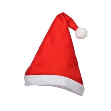 Imagem de Gorro Natalino de Veludo, Papai ou Mamãe Noel, Vermelho, 27x35 cm