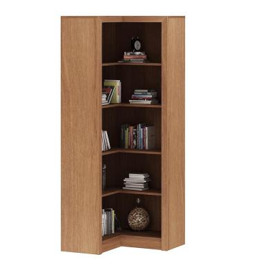 Imagem de Estante de Canto Para Escritório E Home Office 4 Prateleiras Brandon 171x68 T01 Amêndoa - Lyam Decor