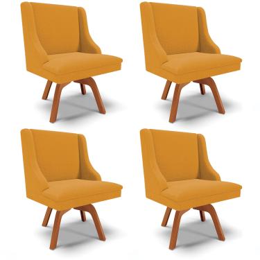 Imagem de Cadeira Sala de Jantar Giratória MM35 Kit 4 Liz Bouclê Mostarda D03 - D'Rossi