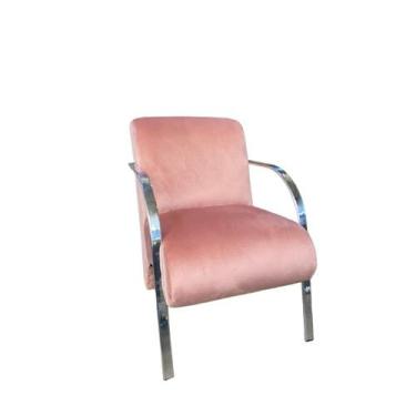Imagem de Poltrona Decorativa Predoli Braço de Alumínio Suede, Recepção, Sala, Q