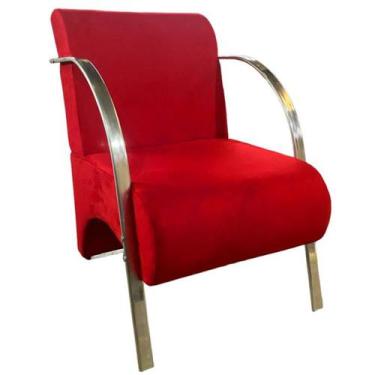 Imagem de Poltrona Decorativa Predoli Braço de Alumínio Suede, Recepção, Sala, Q