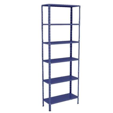Imagem de Estante 6 Prateleiras Aço Livros Quarto Cozinha Multiuso Fer Azul - EL
