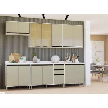 Imagem de Cozinha Modulada Compacta 5 Peças Com Tampo Linea Luciane Mó Pátina Ff