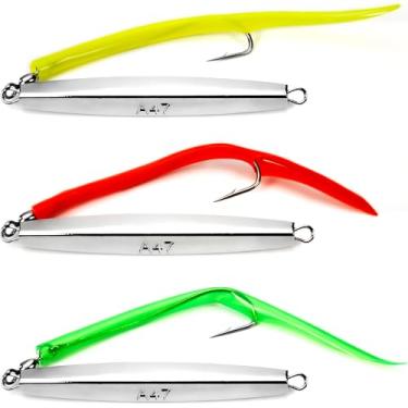 Imagem de VMSIXVM Diamond Jigs Iscas de pesca em água salgada Colheres de metal afundando, iscas de pesca para pesca de surfe, para peixe-azul, robalo, atum, salmão, mar profundo, oceano