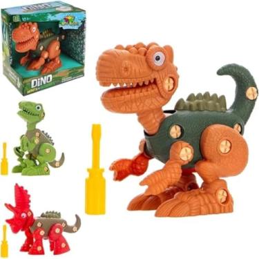 Imagem de Kit Dinossauro Educativo para Montar e Desmontar, 3 Cores Diferentes, com Chave de Montagem, Brinquedo Infantil de Construção (Velociraptor - Verde)