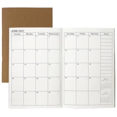 Imagem de Agenda A5 de julho de 2025 a junho de 2027, calendário mensal e datas importantes, linhas e pontilhadas, inserções para 2 anos, capa kraft, papel grosso de 100 g/m², 21 x 14 cm, 1 peça