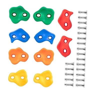 Imagem de Aymzbd 10 peças de suporte para escalada antiderrapante, brinquedo de pedra de escalada com furo duplo para interação entre, para playground e