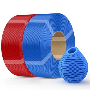 Imagem de Creality Refil de filamento PETG Filamento de impressora 3D, refilamento de 2 kg 1,75 mm (2 kg) para carretel reutilizável de laboratório bambu, precisão dimensional ± 0,03 mm, PETG azul e vermelho