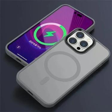 Imagem de Capa de titânio para iphone 15 14 13 12 11 pro max plus fosco translúcido magnético ultrafino capa, novo cinza, para iphone 14 plus