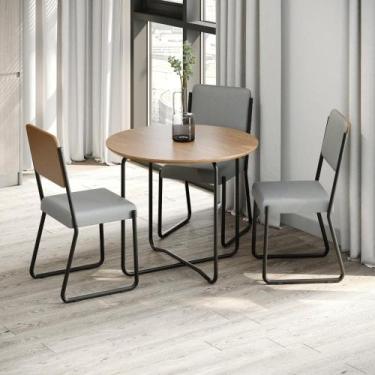 Imagem de Conjunto 6 Cadeiras de Jantar Next Tecido Mesclado Est.Preta - Metalig