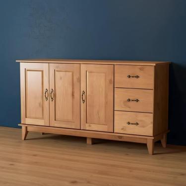 Imagem de Balcão Aparador Madeira Maciça 3 Portas 3 Gavetas