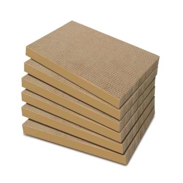 Imagem de AGYM Pacote com 6 recargas para arranhadores de gatos, de papelão para gatos e gatinhos, placa de arranhar para gatos de tamanho grande, fácil para gatos arranharem