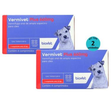 Imagem de Kit Vermivet Plus Biovet 660mg com 4 Comprimidos Com 2 unidades