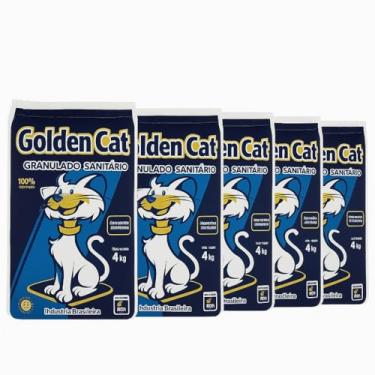 Imagem de Kit 5 Areia Sanitária Higienica para Gatos Granulado Higienico Sanitario Anti Odor Golden Cat Fardo de 20KG