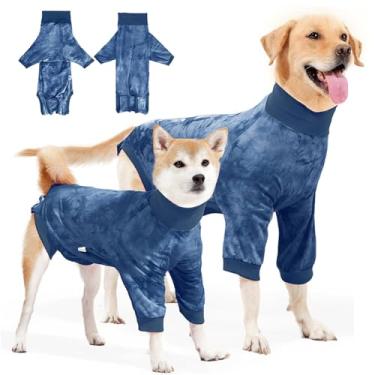 Imagem de Lukovee Terno de recuperação para cães – Macacão macio para cães machos, roupa de recuperação cirúrgica respirável para cães evita lamber Spay Recovery Suit Dog E-Collar & Cone Alternative (G, azul)