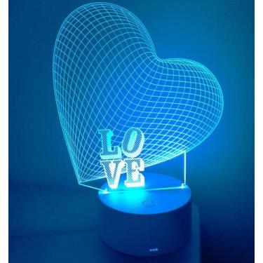Imagem de Luminária Led 3D Coração Love Presente Criativo Namorada Mãe - Flash