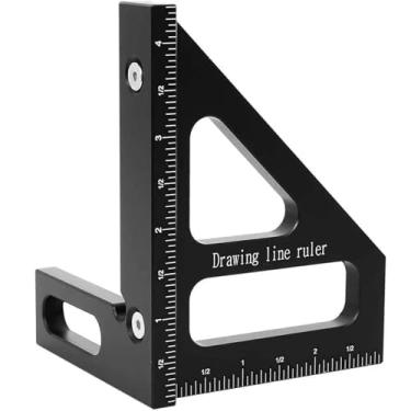 Imagem de Régua de medição multiângulo 3D 45/90 graus liga de alumínio para marcenaria transferidor quadrado ferramentas para marcenaria preto