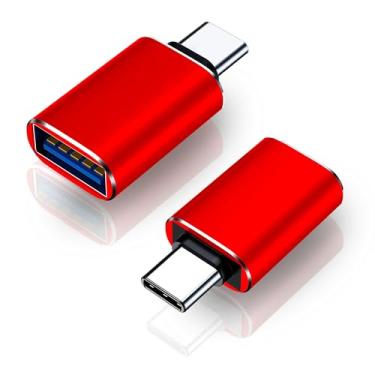 Imagem de Adaptador USB C para USB Pacote com 2 adaptadores USB C macho para USB3 fêmea compatível com iPhone 16 Pro Max Pro Air 2023 iMac iPad mini Pro, outros dispositivos tipo C ou Thunderbolt 4/3, vermelho