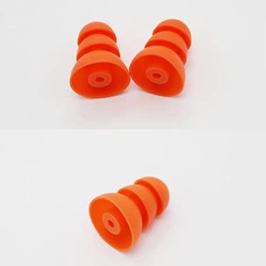 Imagem de 8 pontas auriculares de silicone para SE215/SE535/SE846, design de flange tripla, pontas de fone de ouvido com isolamento de ruído, macio, confortável, serve para bocal de 2,0 mm-3,5 mm, laranja