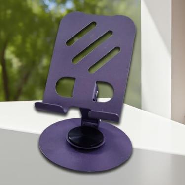 Imagem de Suporte de telefone, totalmente dobrável, ângulo de altura, ajustável, suporte para tablet com base giratória de 360°, base para celular para iPhone 16 15 14 Pro Max, 13 12, smartphone e tablet, roxo