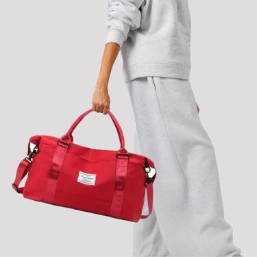 Imagem de Bolsa esportiva feminina com alça de ombro leve para viagem esportiva e uso noturno, Vermelho, Casual