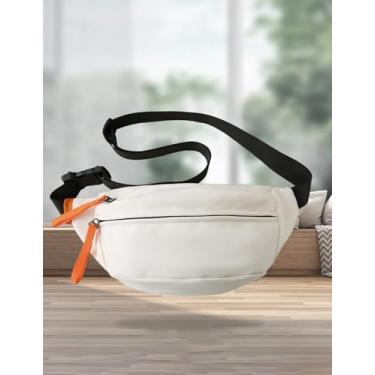 Imagem de Bolsa tiracolo masculina e feminina com cinto ajustável no quadril para caminhadas elegantes à prova d'água, Branco, Medium, Tendência