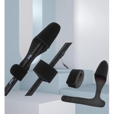 Imagem de 2 conjuntos de capa de ponta de vara de pesca e amarração de vara mangas de bengala, luva, tiras de bandagem, prendedor reutilizável, preto