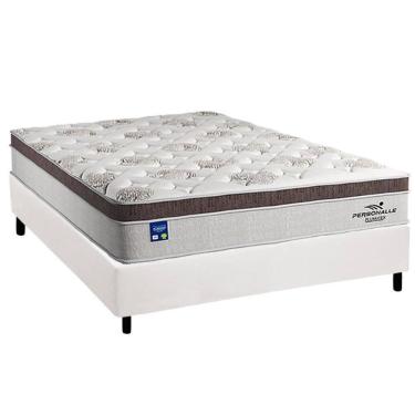Imagem de Cama Box Casal: Colchão Molas Ensacadas Plumatex Personalle + Base Crc Courano White (138x188)