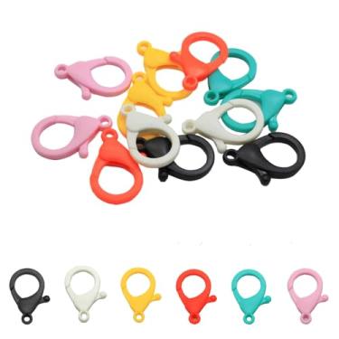 Imagem de 50 peças de fecho de garra de lagosta de plástico, pequenos clipes de gancho de gatilho fecho de joias para pingente de chaveiro, pulseira faça você mesmo (sortidos)