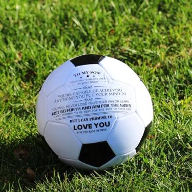 Imagem de Bola de futebol I Love You, design tradicional preto e branco, ótima para aniversário, Y594 (filho)