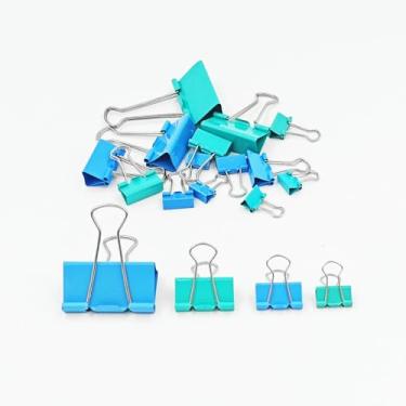 Imagem de Grampos de papel para fichário, tamanhos variados, 18 unidades, 6 tamanhos, verde, azul