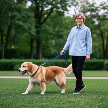 Imagem de Coleira plana para cães, sem embaraço, leve para caminhada com alça antiderrapante, guia ajustável para animais de estimação para treinamento, viagens, uso diário