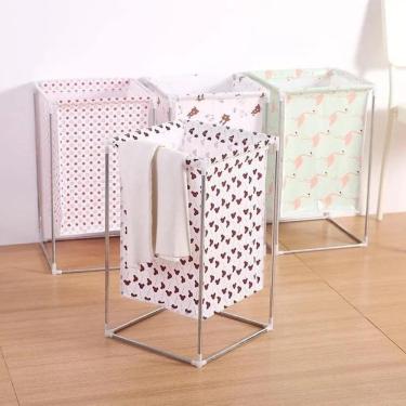 Imagem de Cesto Roupa Suja Lavanderia Inox Desmontável Portátil Quarto Organizador Brinquedos Rou...