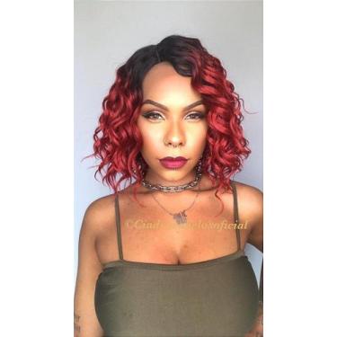 Imagem de Peruca Lace Front Fibra Futura Chantel Vermelha de 35 cm - Cia dos Cab