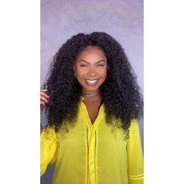 Imagem de Peruca Silk Lace HD de Cabelo Humano com Cachos Afro de 60cm e Densida