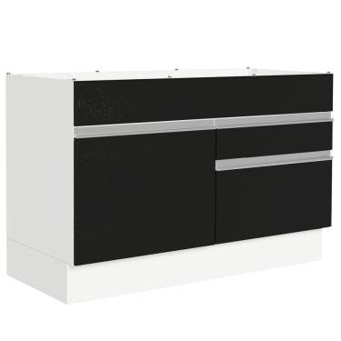 Imagem de Balcão Gabinete De Pia 120 X 60 Cm 1 Porta 2 Gavetas Branco